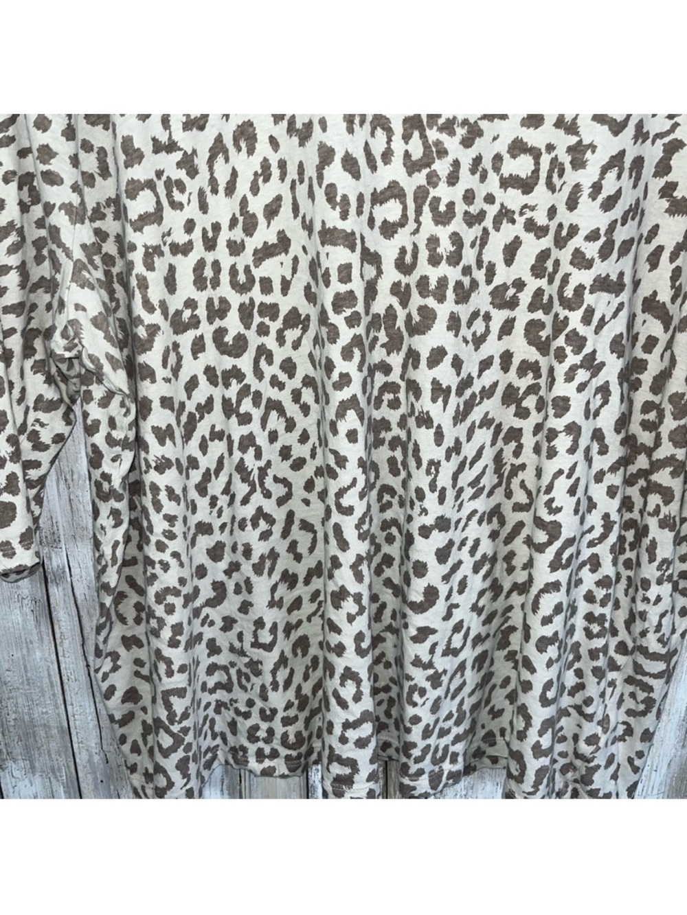 Lucky Brand Leopard Print Top 3X Plus Size Boho Oversized Tee Cream Brown - Picture 4 of 6